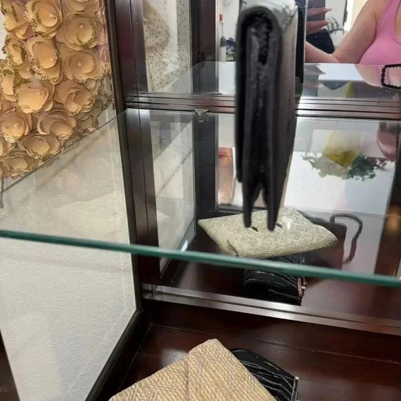 La Regale Black Satin Clutch Crossbody Purse Party Cocktail Bag - Picture 3 of 5